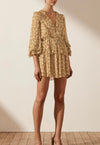 julia balloon sleeve draw string mini dress