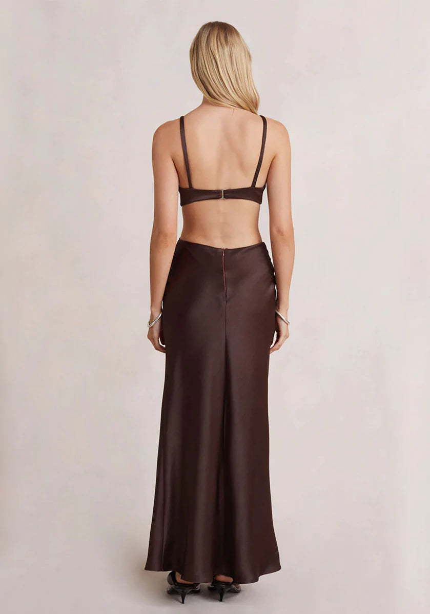 BEC & BRIDGE Felix V Maxi Dress - chocolate