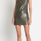 metallic bronze mini dress