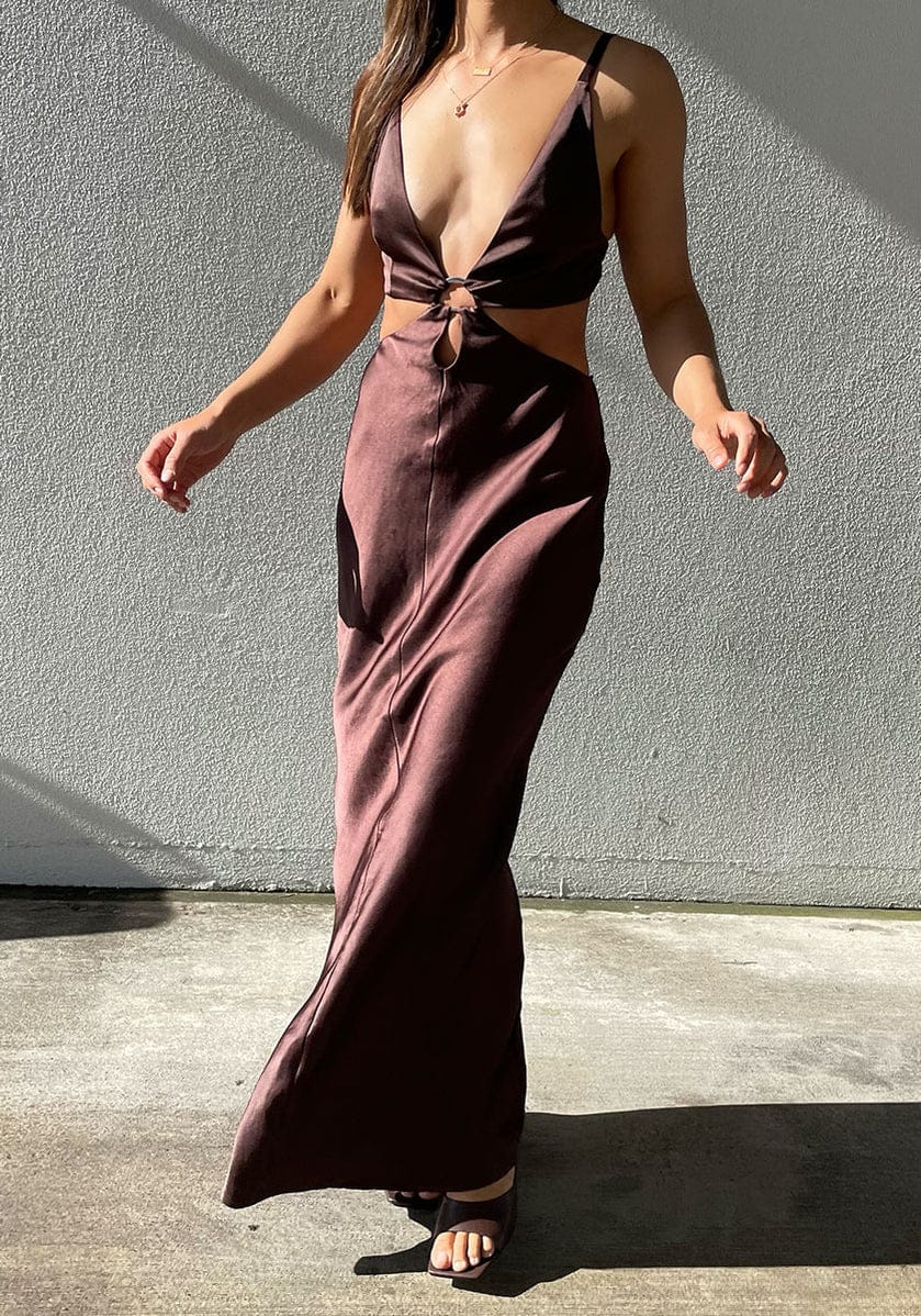 BEC & BRIDGE Felix V Maxi Dress - chocolate