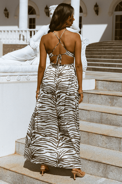 zahara zebra print maxi dress