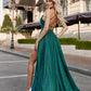 TINA HOLLY Sprinkle Glitter Formal Gown - Emerald Green